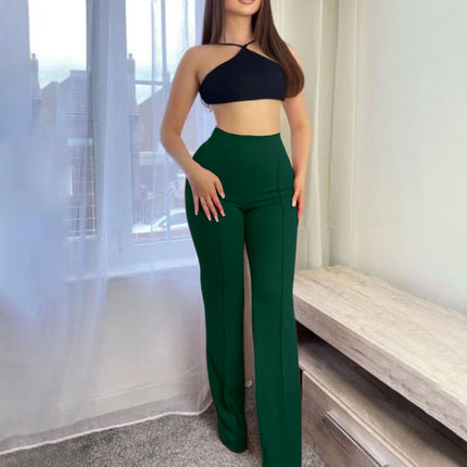 Buy Trendy Slim Fit Flared High Waist Wide Leg Women’s Pants
