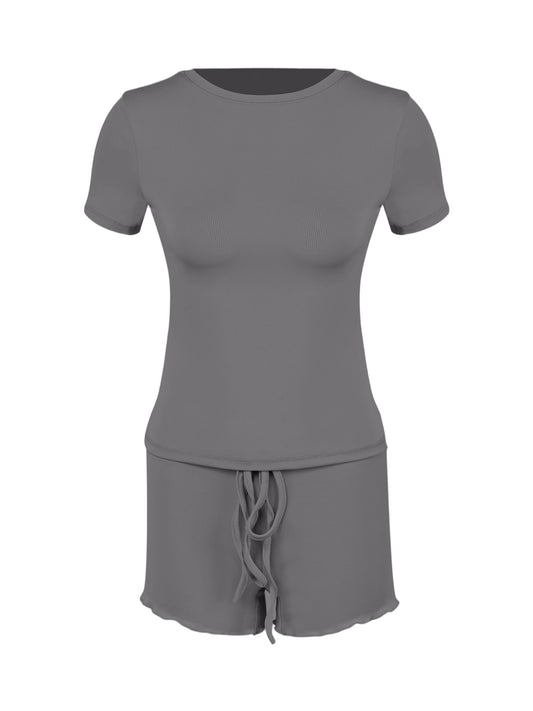 Buy Women’s Form-Fitting Short-Sleeve Set with Classic Crew Neck