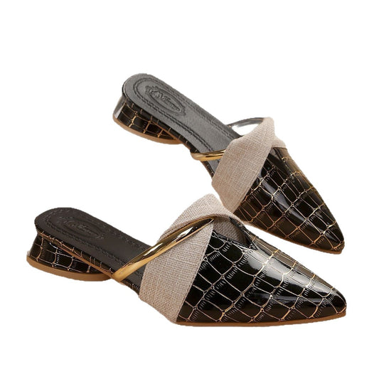 Women’s Fashion Pointed-Toe Low-Heel Outdoor Slippers