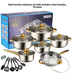 18pcs Gold Handle Stainless A +Tableware