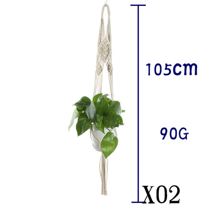 Flower Pot Net Bag – Beige Cotton Rope Indoor Plant Hanger