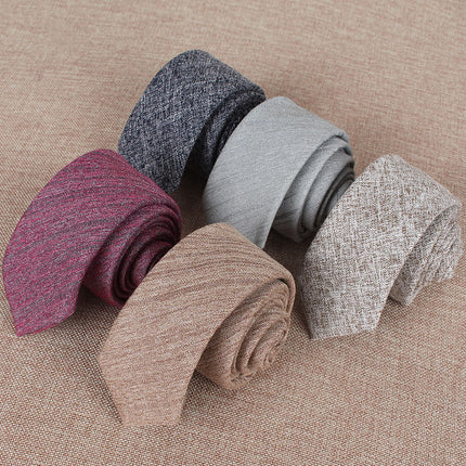 Solid Color Korean Style Narrow Cotton Men’s 6cm Wedding Tie