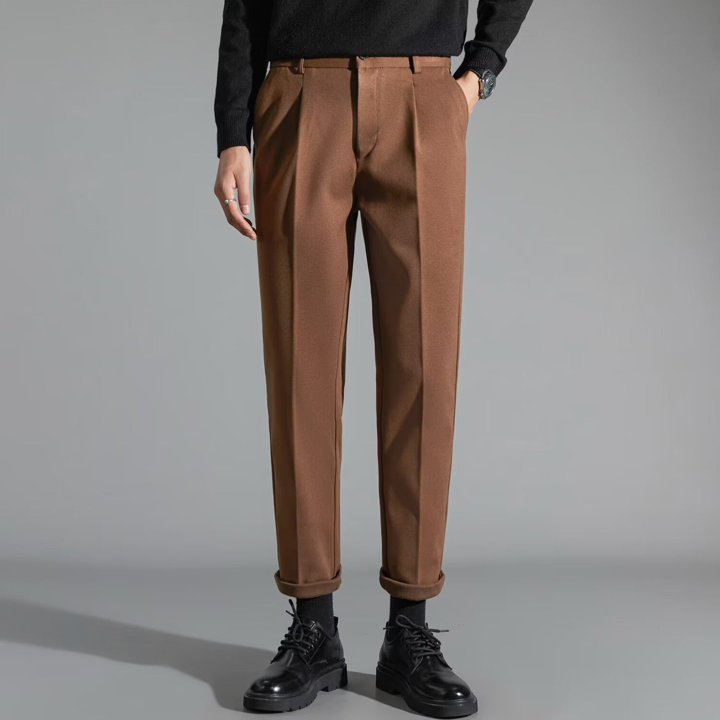 Buy Men’s Stylish Slim-Fit Wool Casual Pants Online