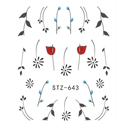 Buy Cute Butterfly Flower Nail Sticker Water Transfer Design.
