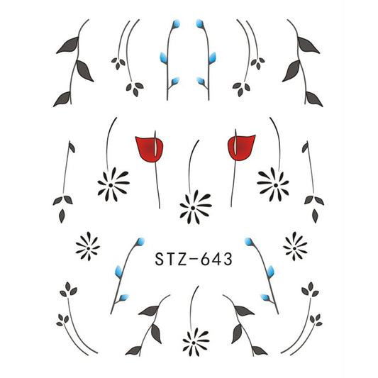 Buy Cute Butterfly Flower Nail Sticker Water Transfer Design.