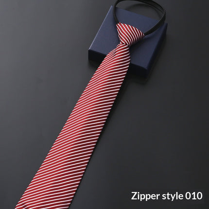Mens Business Formal Zipper Tie With Blue Stripes for Office
