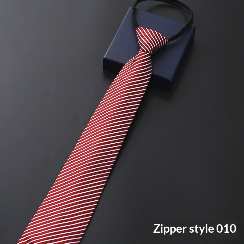 Mens Business Formal Zipper Tie With Blue Stripes for Office