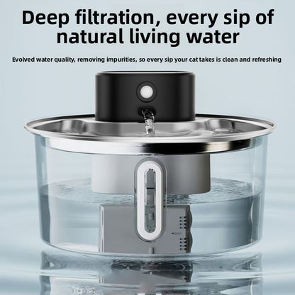 Wireless Pet Water Dispenser Stainless Steel Automatic Cat Fountain