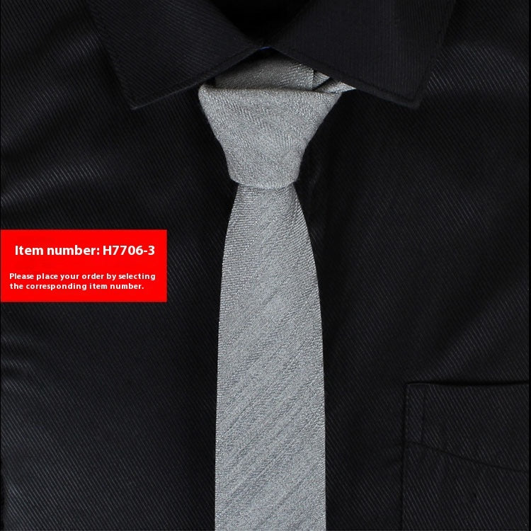 Solid Color Korean Style Narrow Cotton Men’s 6cm Wedding Tie