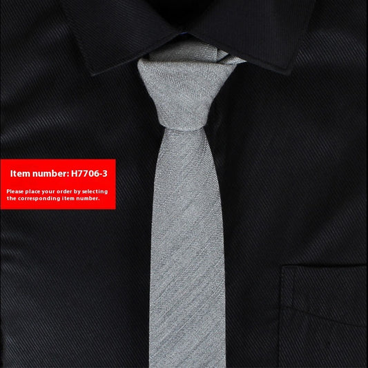 Solid Color Korean Style Narrow Cotton Men’s 6cm Wedding Tie