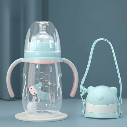 Baby Bottle with Straw Handle Wide Mouth for Daily Feeding
