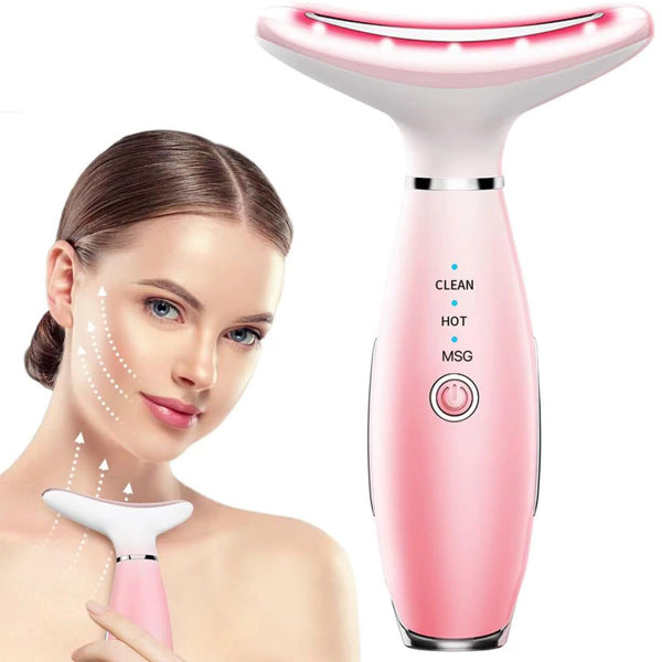 Pink Facial and Neck Massager Beauty Device for Anti-Aging
