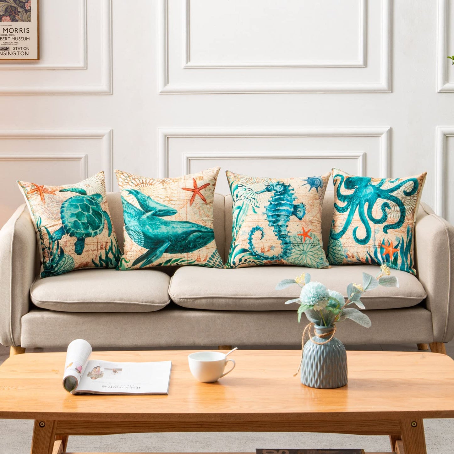 Sea Turtle Printed Cushion Covers  Stylish Throw Pillow Cases