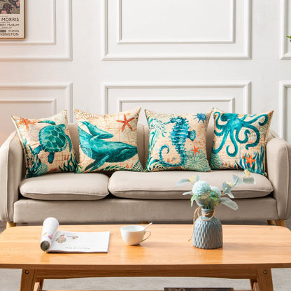 Sea Turtle Printed Cushion Covers  Stylish Throw Pillow Cases