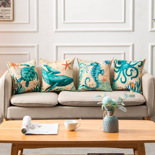 Sea Turtle Printed Cushion Covers  Stylish Throw Pillow Cases