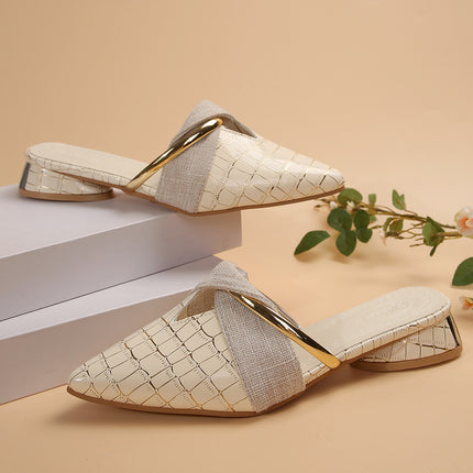 Women’s Fashion Pointed-Toe Low-Heel Outdoor Slippers