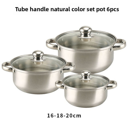 Stainless Steel Cookware Set Glass Lid Pots and Pans Kitchen