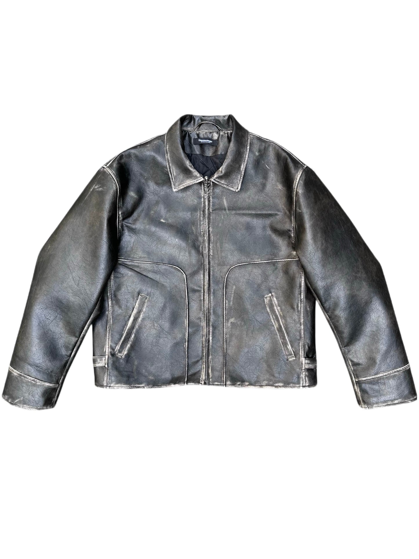Buy Eco-Friendly Handcrafted Distressed PU Leather Jacket for Women