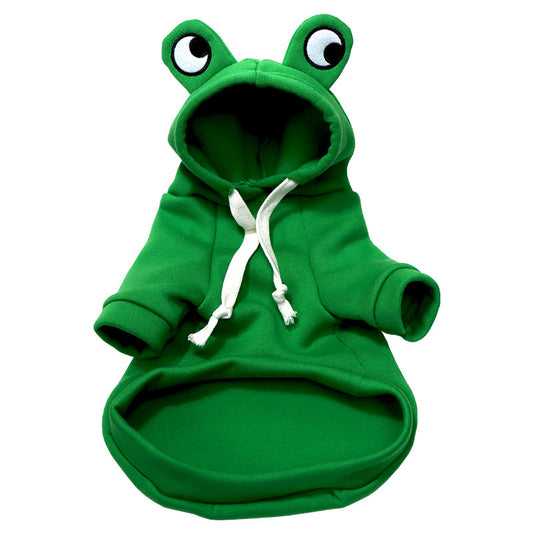 Soft Warm Cat & Dog Clothes – Funny Halloween Frog Sweatshirt