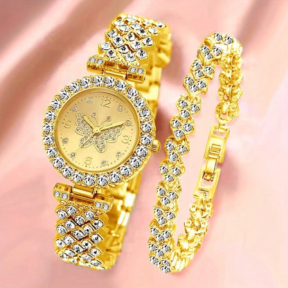 Roman-Style Womens Watch with Diamond-Encrusted Dial