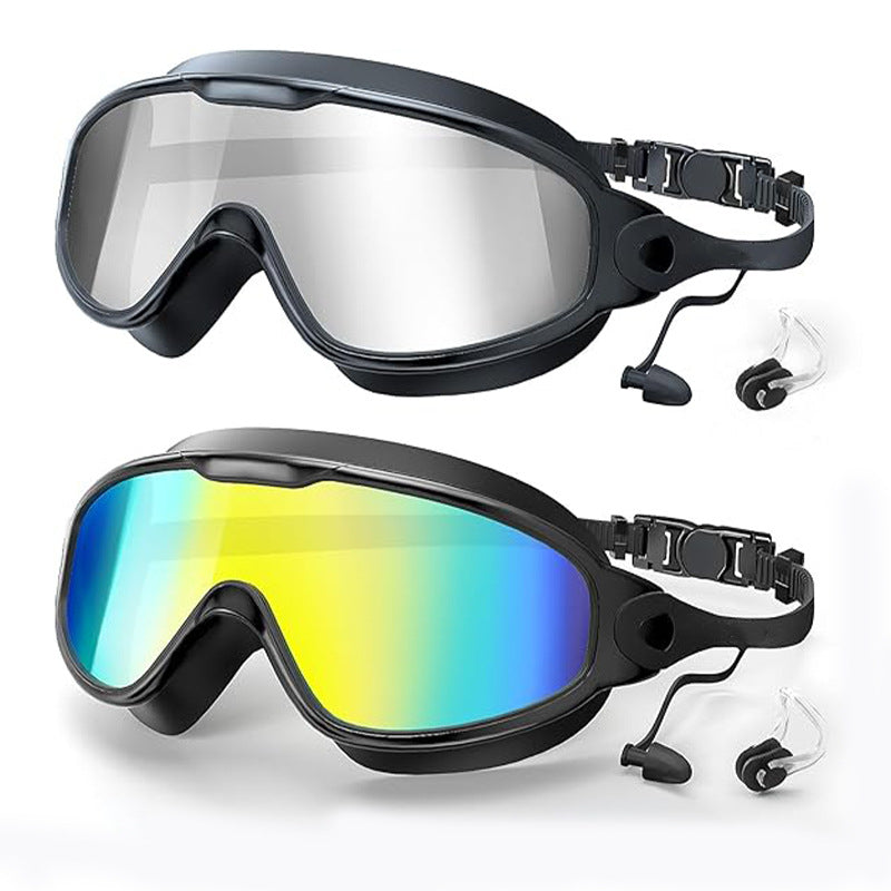 Large Frame Anti Fog Swimming Goggles With Earplugs Uses Now