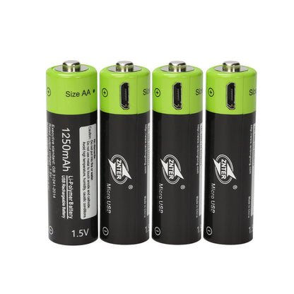 USB Rechargeable Lithium Battery 1.5V Set & Charging Cables