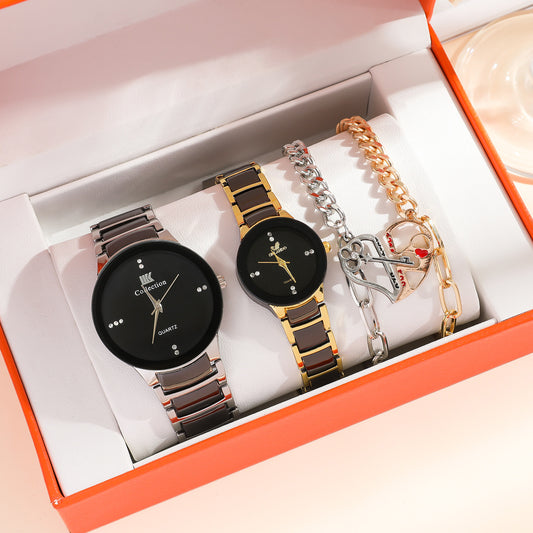 New Fashion Couple Watch Simple All-Match Heart Bracelet Set