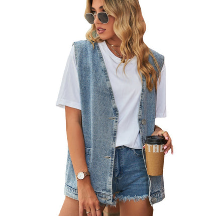 Buy Trendy Women’s Denim Vest Sleeveless Waistcoat Top Online