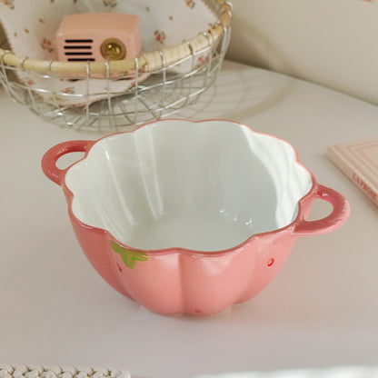 Cream Style Double Ear Soup Bowl for Dining and Meals