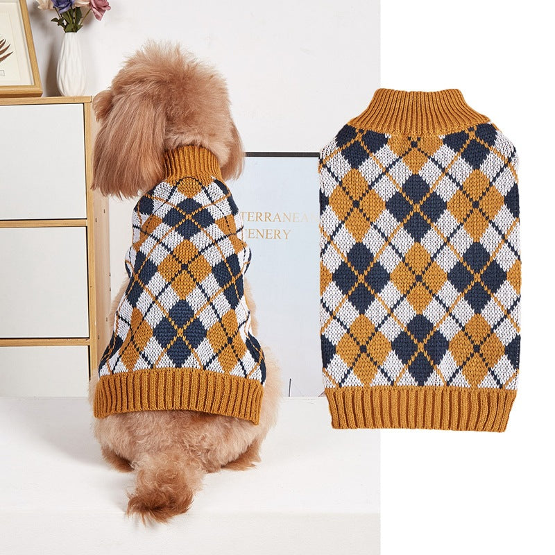 Thanks giving Pet Clothes Lapel Retro Plaid Contrast Color