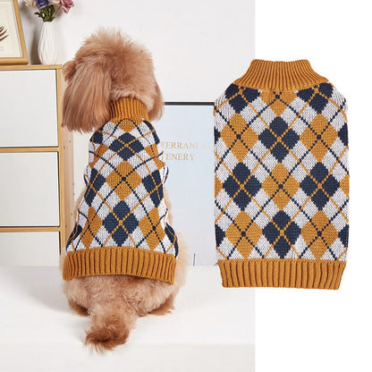 Thanks giving Pet Clothes Lapel Retro Plaid Contrast Color