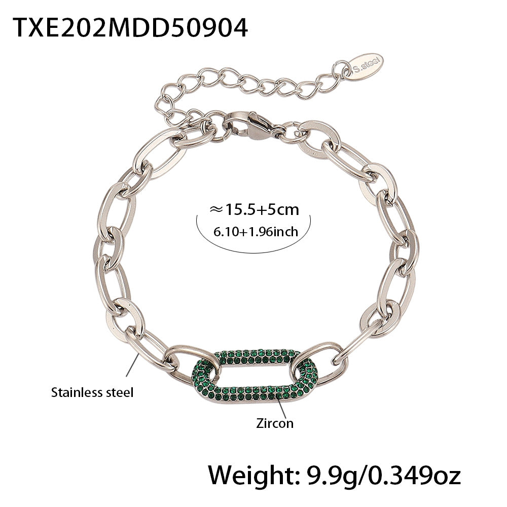 Buy Titanium Steel Zircon Clavicle Necklace & Bracelet Set