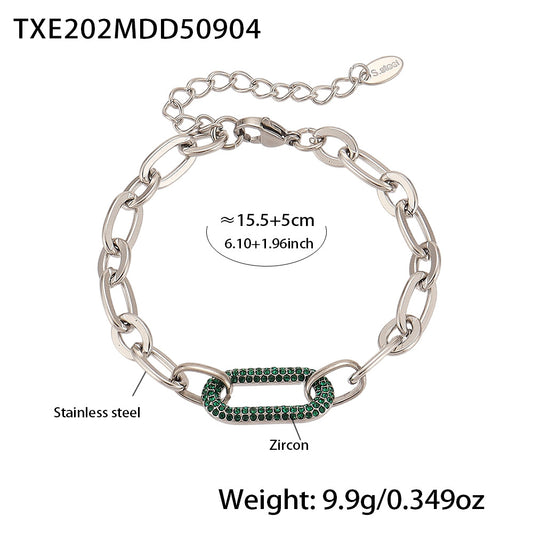 Buy Titanium Steel Zircon Clavicle Necklace & Bracelet Set