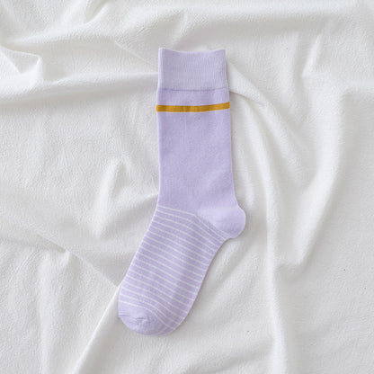 Stylish Purple Toned Women's Mid-Calf Socks Lightweight