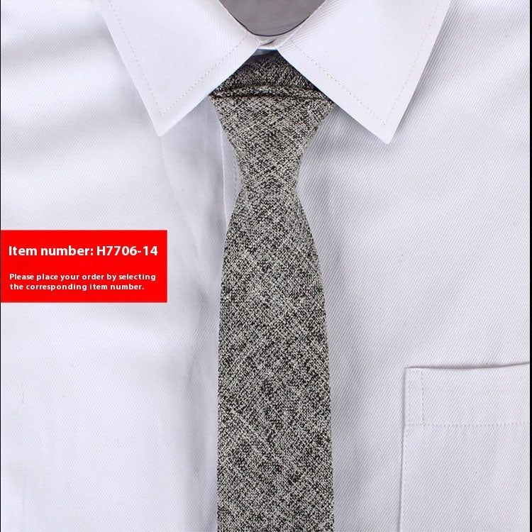 Solid Color Korean Style Narrow Cotton Men’s 6cm Wedding Tie