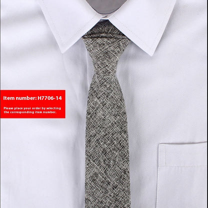 Solid Color Korean Style Narrow Cotton Men’s 6cm Wedding Tie