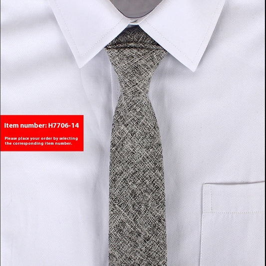 Solid Color Korean Style Narrow Cotton Men’s 6cm Wedding Tie