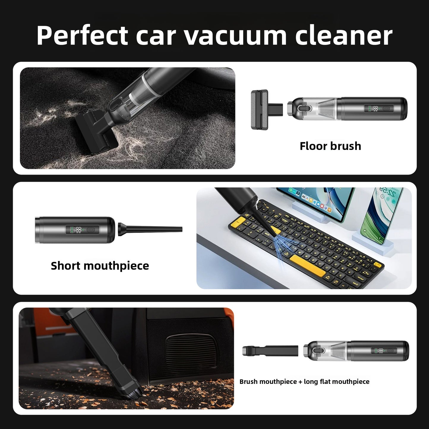 Handheld Cordless Vacuum Cleaner with Digital Display