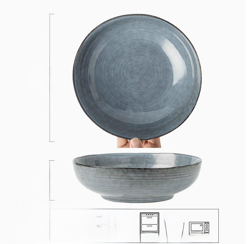 7inch Ceramic Deep Plate Wabi-Sabi Style Dessert Salad Bowl