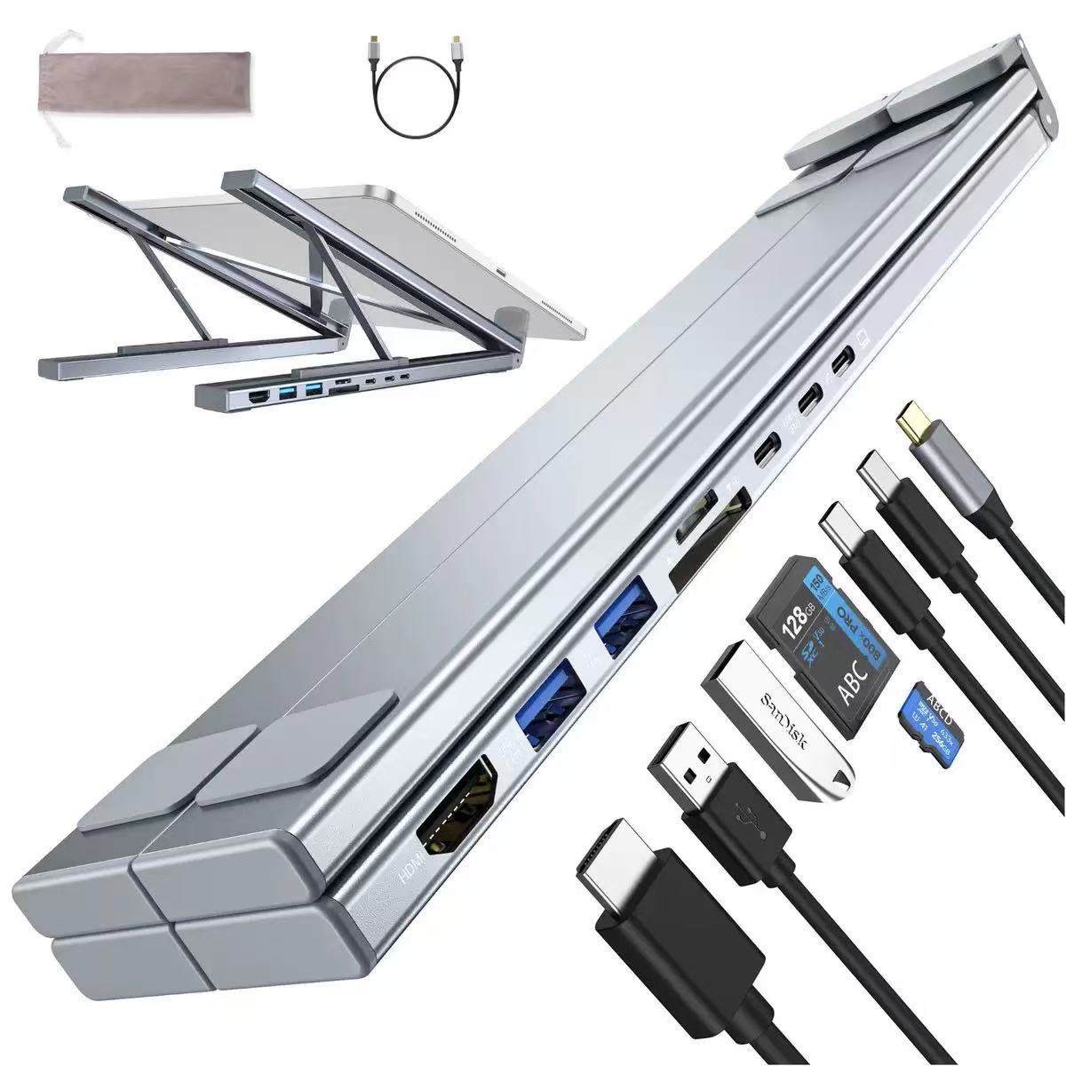 8-in-1 USB-C Laptop Docking Station with Foldable Stand & 4K HDMI global swanky 2