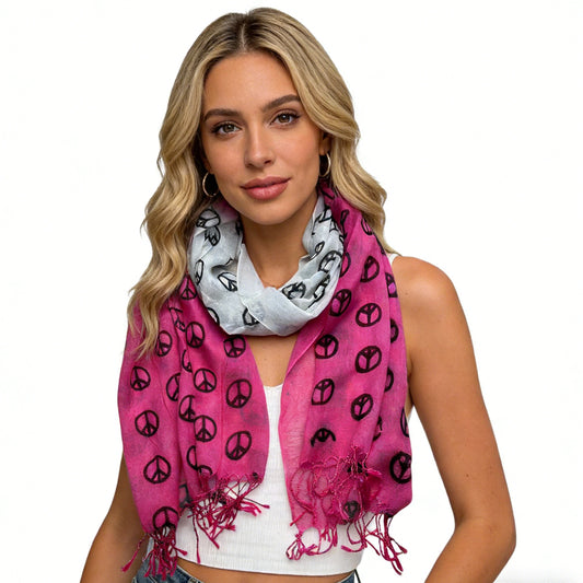 2pcs Hot Pink Semi Sheer Scarf Subtle Style for Women Men