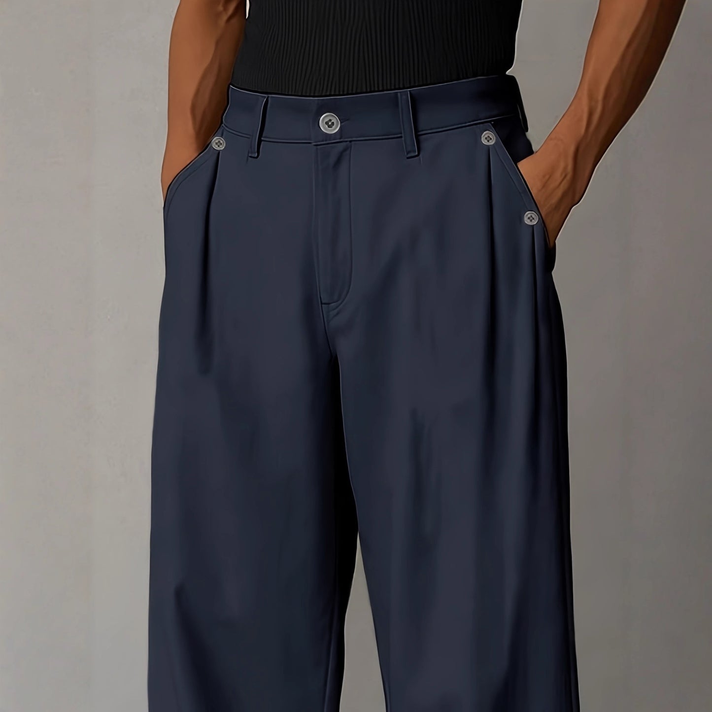 Casual Straight-Leg Pants for Men in Stylish Solid Colors