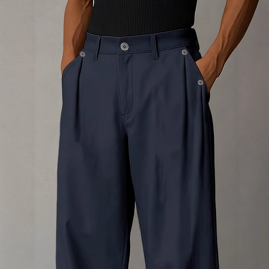 Casual Straight-Leg Pants for Men in Stylish Solid Colors