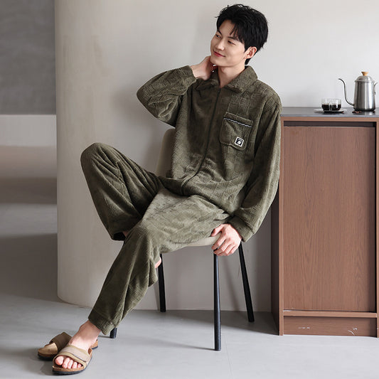 Men’s Coral Velvet Pajamas Suit – Soft & Luxurious Loungewear