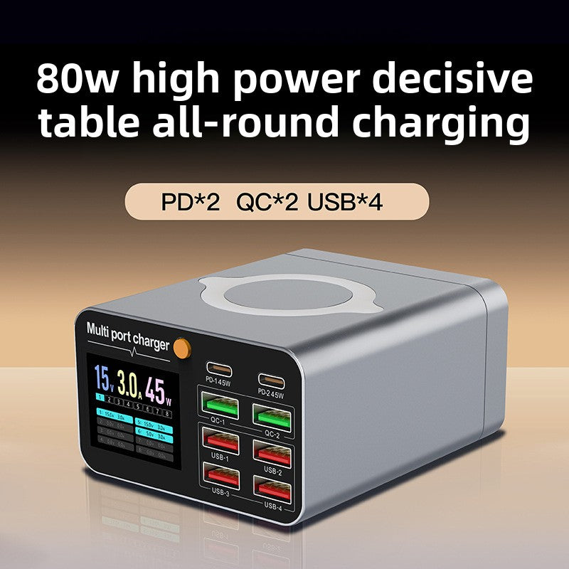 80W Multi-Port Fast Desktop Charger with Digital Display