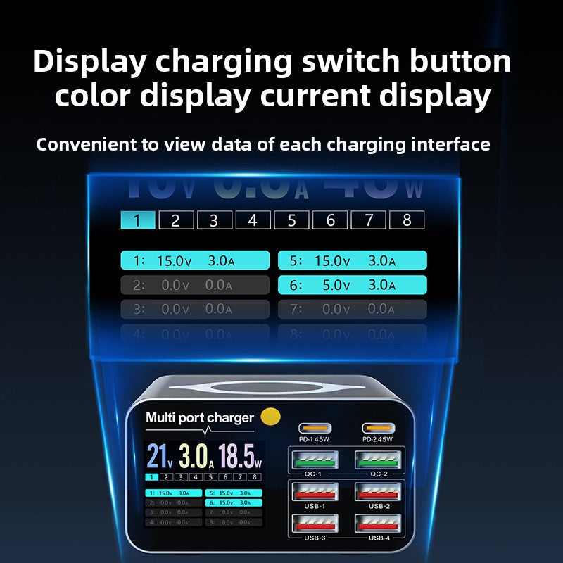80W Multi-Port Fast Desktop Charger with Digital Display