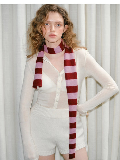 Buy Wool Knitted Narrow Striped All-Match Neck Warmer for Winter