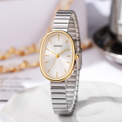 Girls Watch with Bamboo-Link Strap – Classic Oval Small Dial