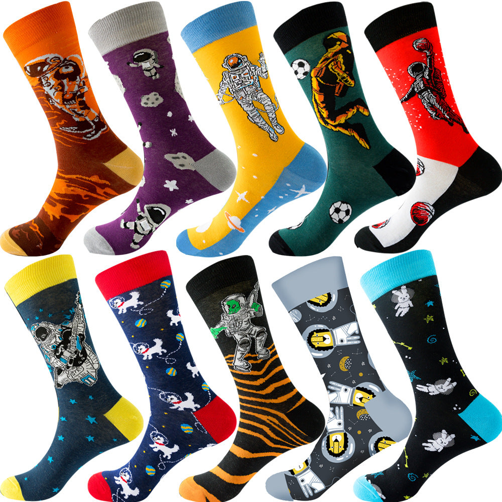 Men’s Autumn Diamond Patterned Socks Christmas Fruit Patterns