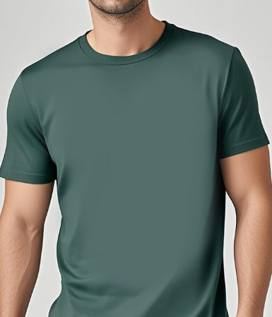 Buy Solid-Color Casual Short-Sleeve Crew Neck T-Shirt